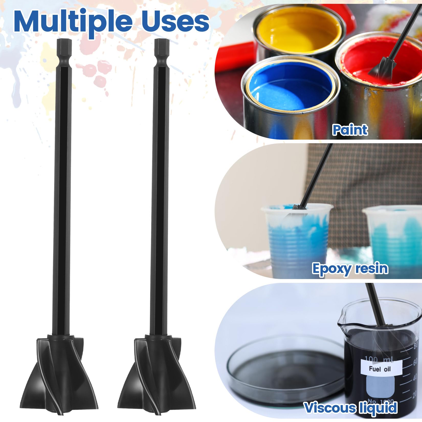 8 Pcs Agitatore per Resina Epossidica, Miscelatore per Vernici, Miscelatore Epossidico per Resinas, Agitatore per Trapano da 1/4, per Pittura Smalto ceramico Resina Epossidica + Panno per Pulizia