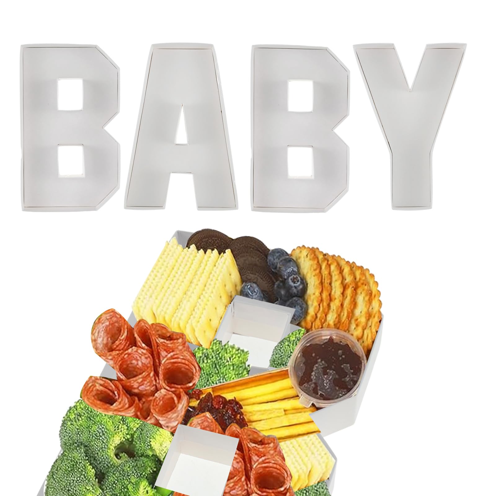 Baby Charcuterie Board Numbers, 4PCS Fillable Baby Paper Charcuterie Letters, DIY Number Boxes Cardboard Letter Trays for Food Party Favors Candy Cake Box Dessert Table(baby)