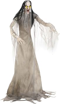 Fun Costumes 7ft Large Wailing Banshee Animatronic Decoration, Tall Grey shrieking Woman Halloween Prop Seasonal Visions International Standard