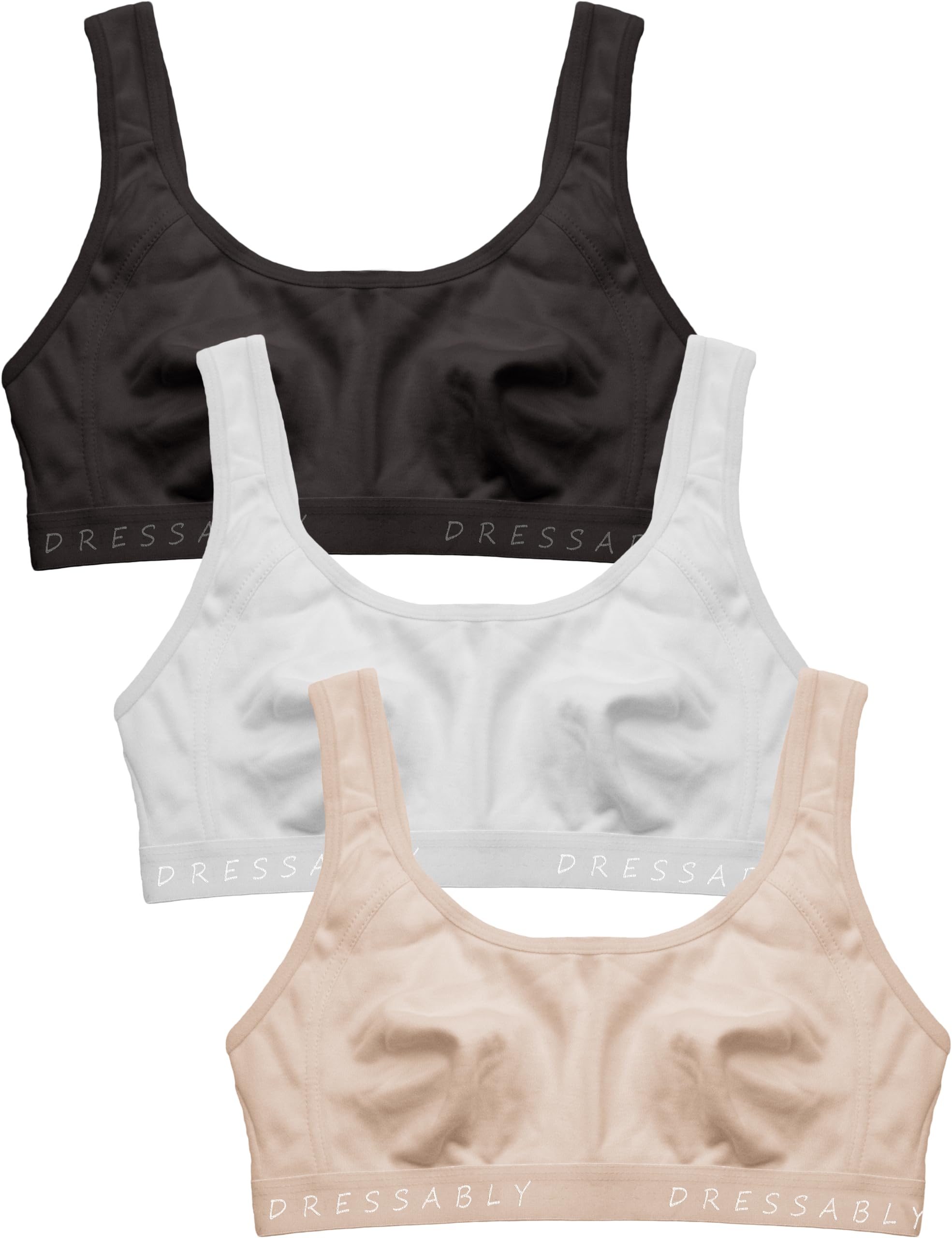 dressably Pack of 3 Comfy-Fit Women's Non-Wired Non-Padded Cotton Sports Bra: Active Support for Girls-picture-39