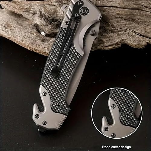 Miniatura 7 de Yerdchts Cuchillo plegable SS de 8.58 pulgadas con hoja afilada de 3.74 pulgadas, cuchillo plegable para tácticas de autodefensa al aire libre,