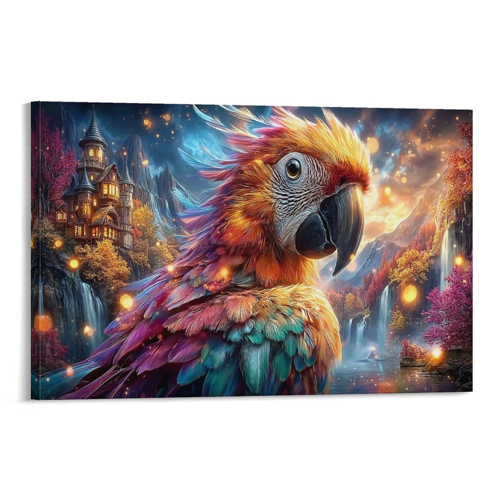 XPASHIQWC Macaw Wall Decor Poster Valley Castle Stream Canvas Prints Picture Modern Canvas Wall Art Picture Wall Hanging for Home Decorations 08x12inch(20x30cm)
