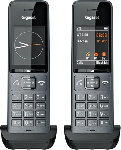 Gigaset Comfort 520HX Duo - 2 DECT-Mobilteile mit Ladeschale - Fritzbox-kompatiel, Schnurloses Telefon für Router & DECT-Basis, titan-schwarz [Kompatibel in DE, IT, FR, NL, BE, CHE, AUT] [Ohne Basis]