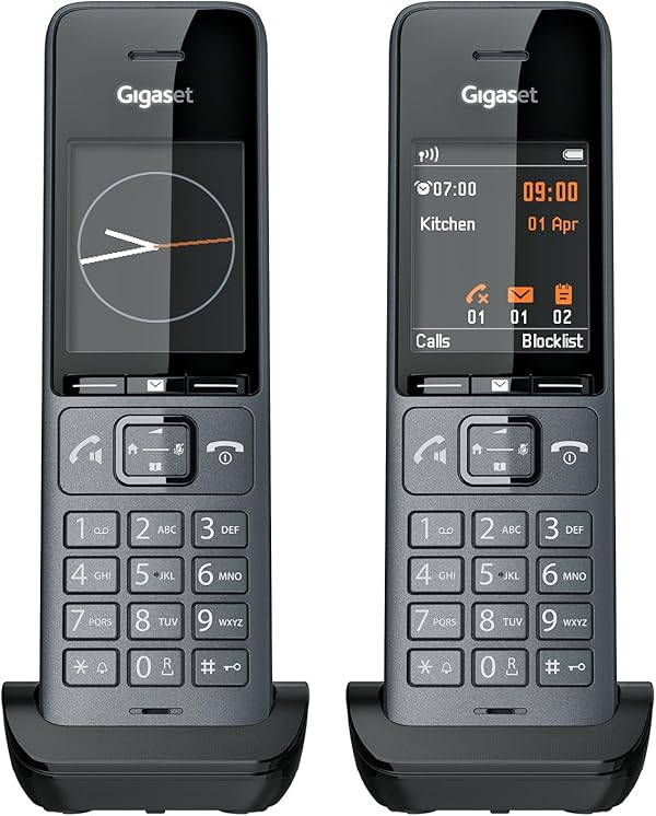 Gigaset Comfort 520HX Duo - 2 DECT-Mobilteile mit Ladeschale - Fritzbox-kompatiel, Schnurloses Telefon für Router & DECT-Basis, titan-schwarz [Kompatibel in DE, IT, FR, NL, BE, CHE, AUT] [Ohne Basis]