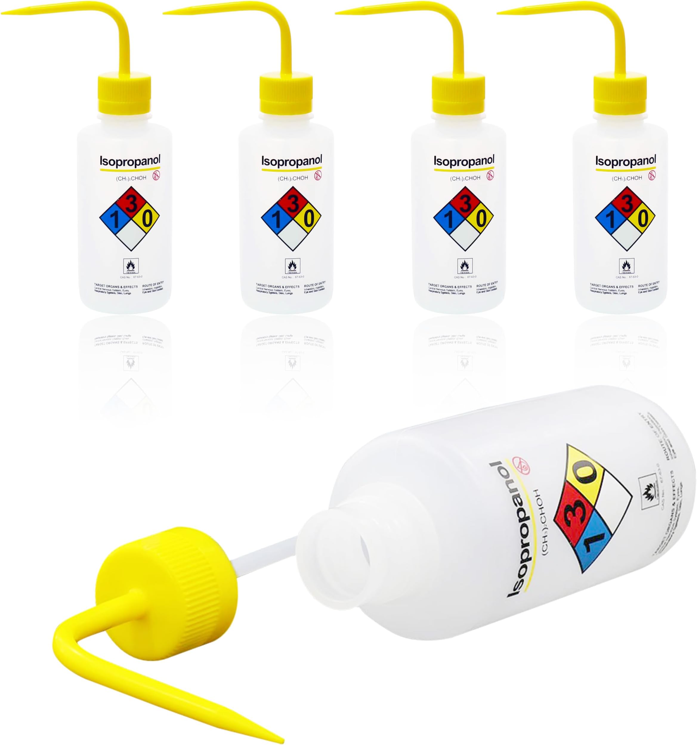 Utile Isopropanol Self-Venting Safety Wash Bottles, 4pcs of Vol.500ml, Narrow Mouth Squeeze Bottle, LDPE Material with PP Material Closure, 5511.0471.4