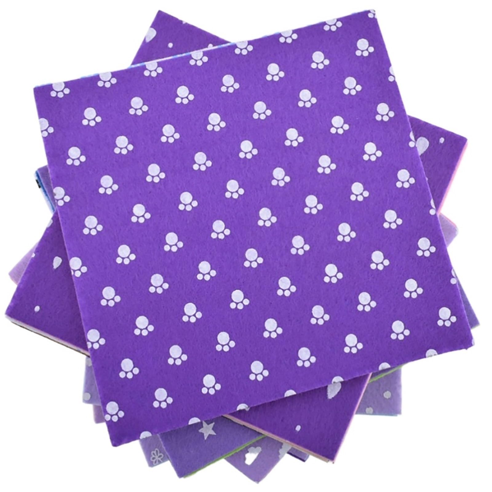 Farbige Filzunterlage Bedruckter Polyester-Vliesfilzstoff, 1 mm dick, DIY-Nähmaterial, 10 Stück, 30 x 30 cm, 8 Verschiedene Designs Farben Filzstoff Bastelfilz(PF1A-10 Pieces)