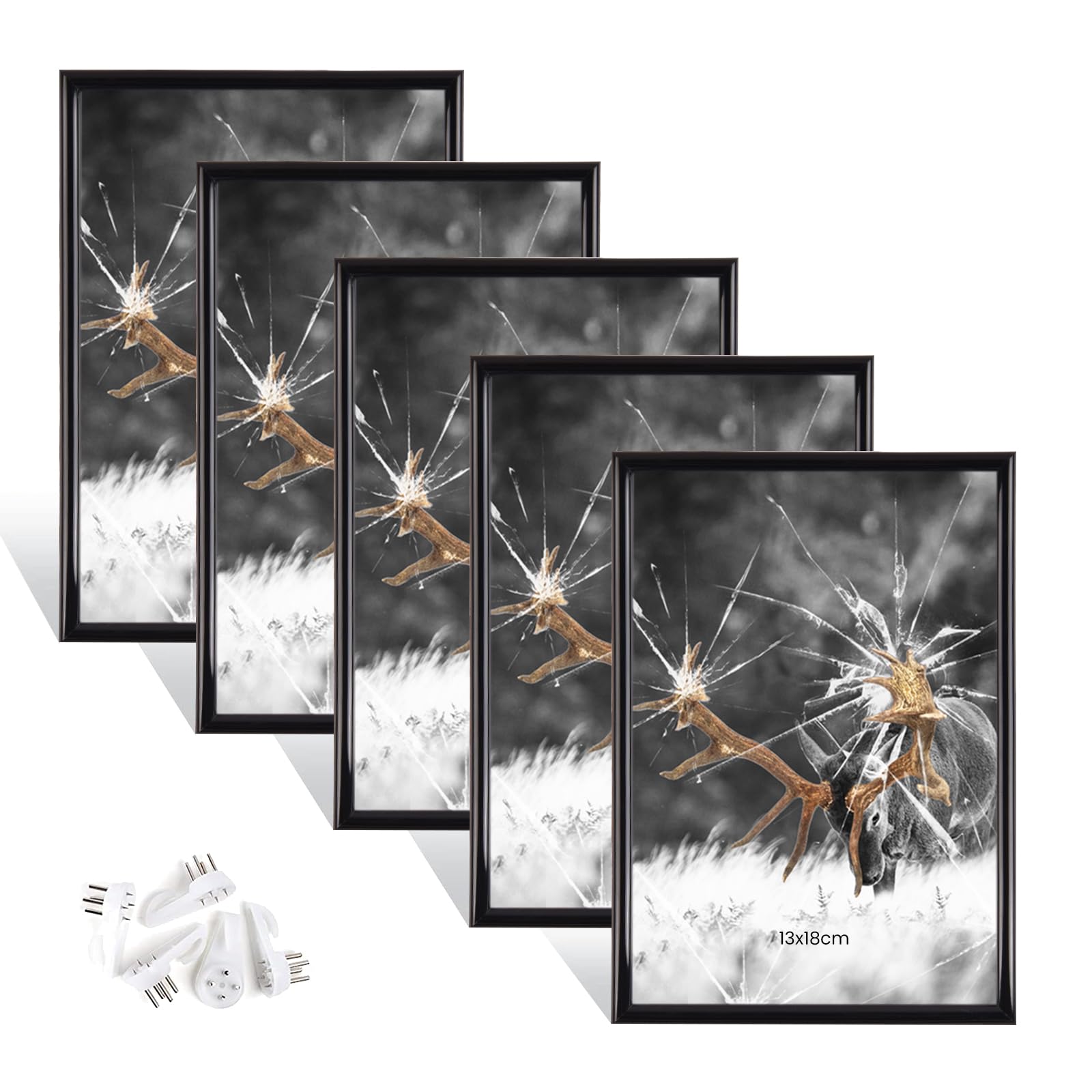 Dmyifan 5er Bilderrahmen Set Fotorahmen, Plexi-Glas Portraitrahmen Mit Nahtloser Haken, Wohnzimmer zum Stellen und Hängen