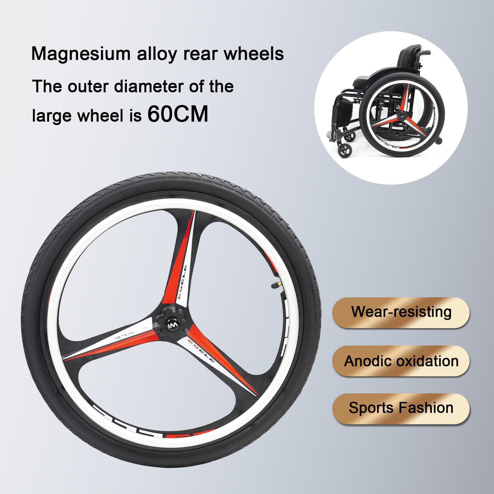 Tragbarer Klapprollstuhl, Leichtgewicht-Rollstuhl aus Aluminiumlegierung,Selbstfahrender Sportrollstuhl,Klapp -Reise -Rollstuhl,manuelle Bremse, Aufbewahrungstasche(Seat width 40cm/15.7in,Silvery)