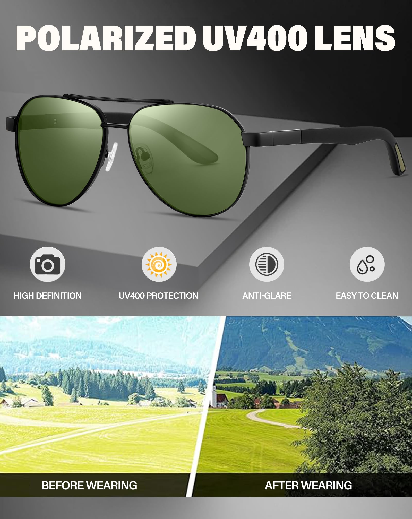 Joopin Gafas de Sol Polarizadas Hombre y Mujer Metálicas Estilo Clásico Retro Protección UV400 para Conducir Playa Ciclismo Pesca Golf