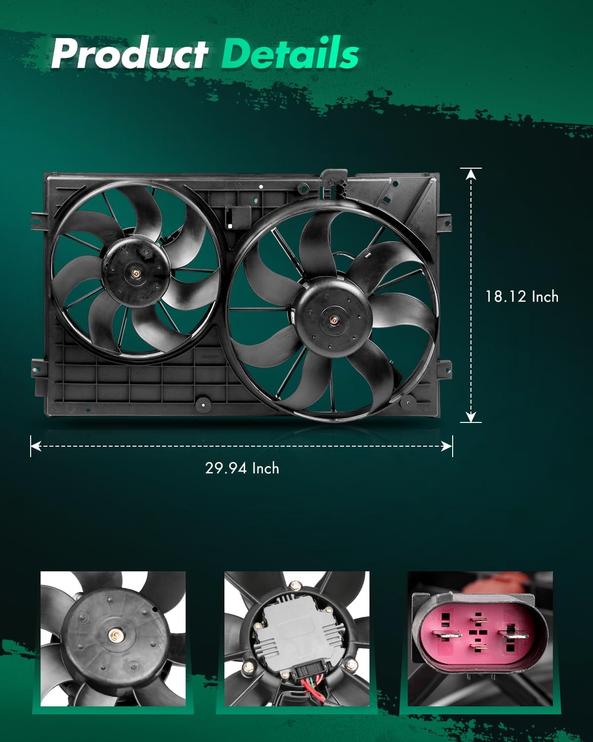 SCITOO Radiator Condenser Cooling Fan Compatible for A3/A3 Quattro for Golf/Jetta/Passat/Rabbit 1K0959455N 621490 ‎620-843