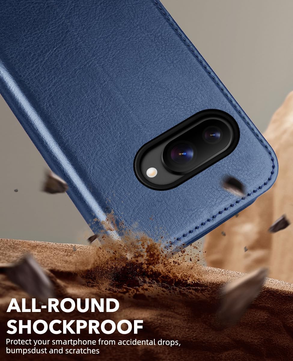 OCASE Compatible with Google Pixel 10a Wallet Case, PU Leather Flip Folio Case with Card Holders RFID Blocking Kickstand [Shockproof TPU Inner Shell] Phone Cover 2026, Blue