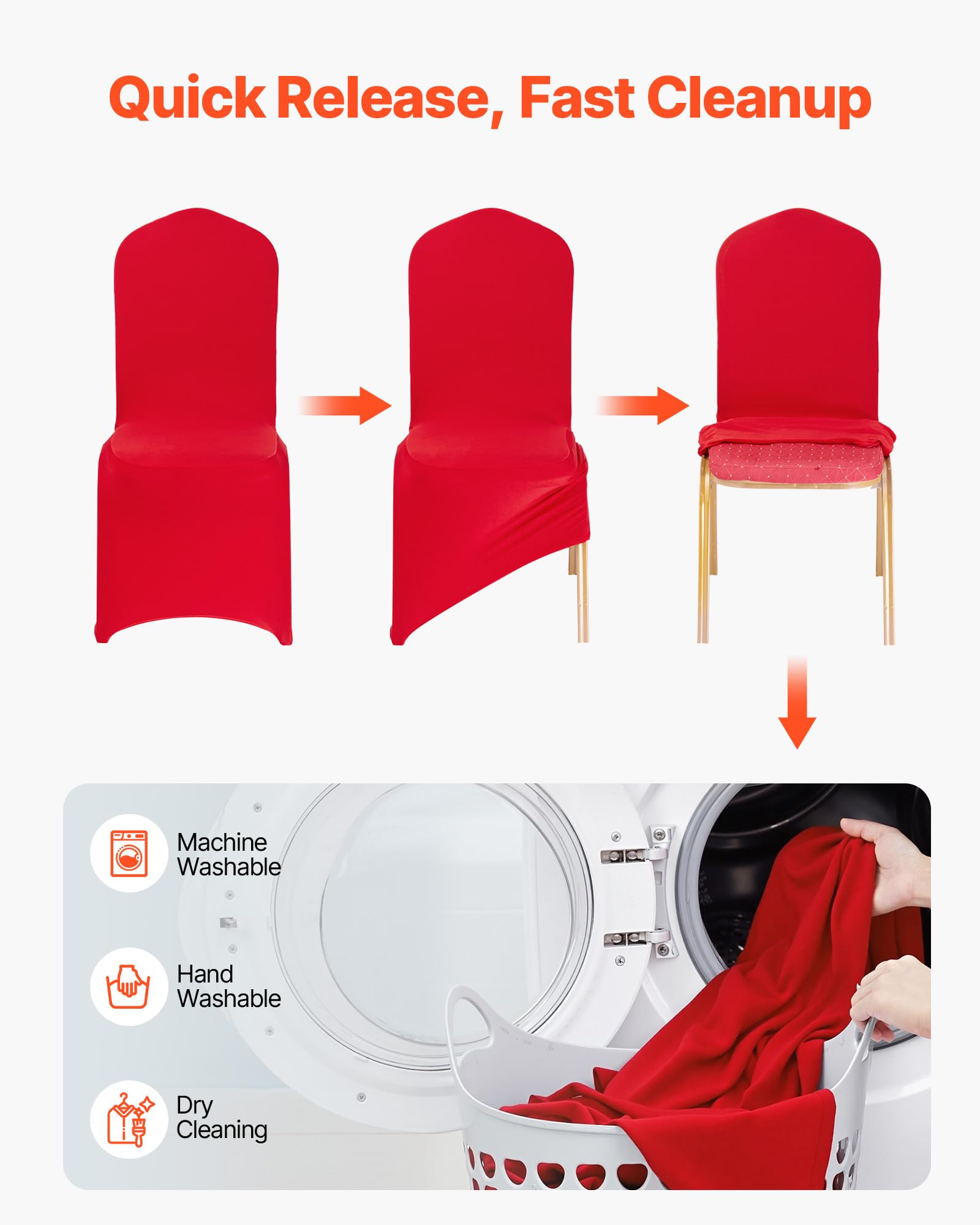 Vevor Stuhlhussen Stuhlbezug 50 STK. waschbarer & Abnehmbarer Stuhlüberzug aus Polyester-Spandex für Hochzeitsfeiern Esszimmerbankette Restaurant – Bild 5