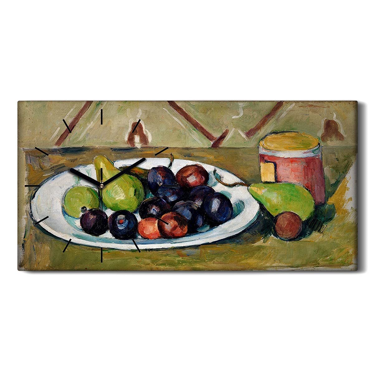 Horloge sur toile sans bruit horloge silencieuse salon chambre fruits 60x30