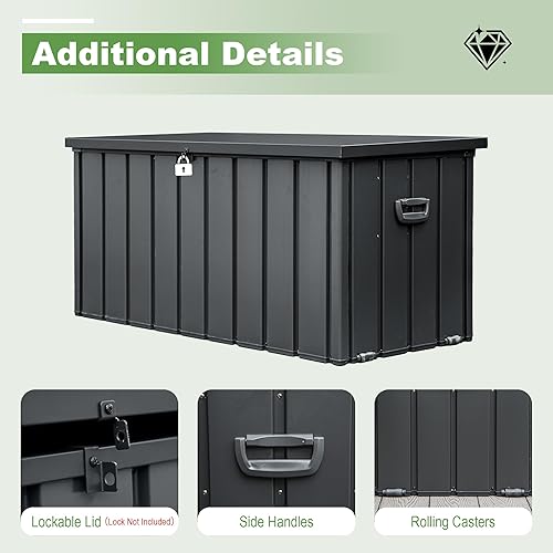 Miniatura 6 de Domi - Caja de almacenamiento para exteriores de 150 galones, impermeable, gran contenedor de almacenamiento para cojines exteriores, almohadas,