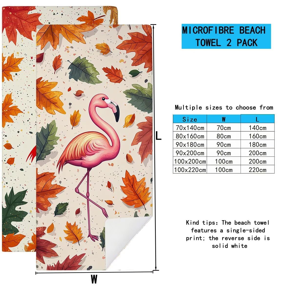 Telo Mare Microfibra, Telo Mare Grande 100x200cm 2 Pezzi, Asciugamano Palestra Donna Asciugatura Rapida, Antisabbia Asciugamano Microfibra, Leggero Asciugamani Palestra per Regalo (Autunno) -4412