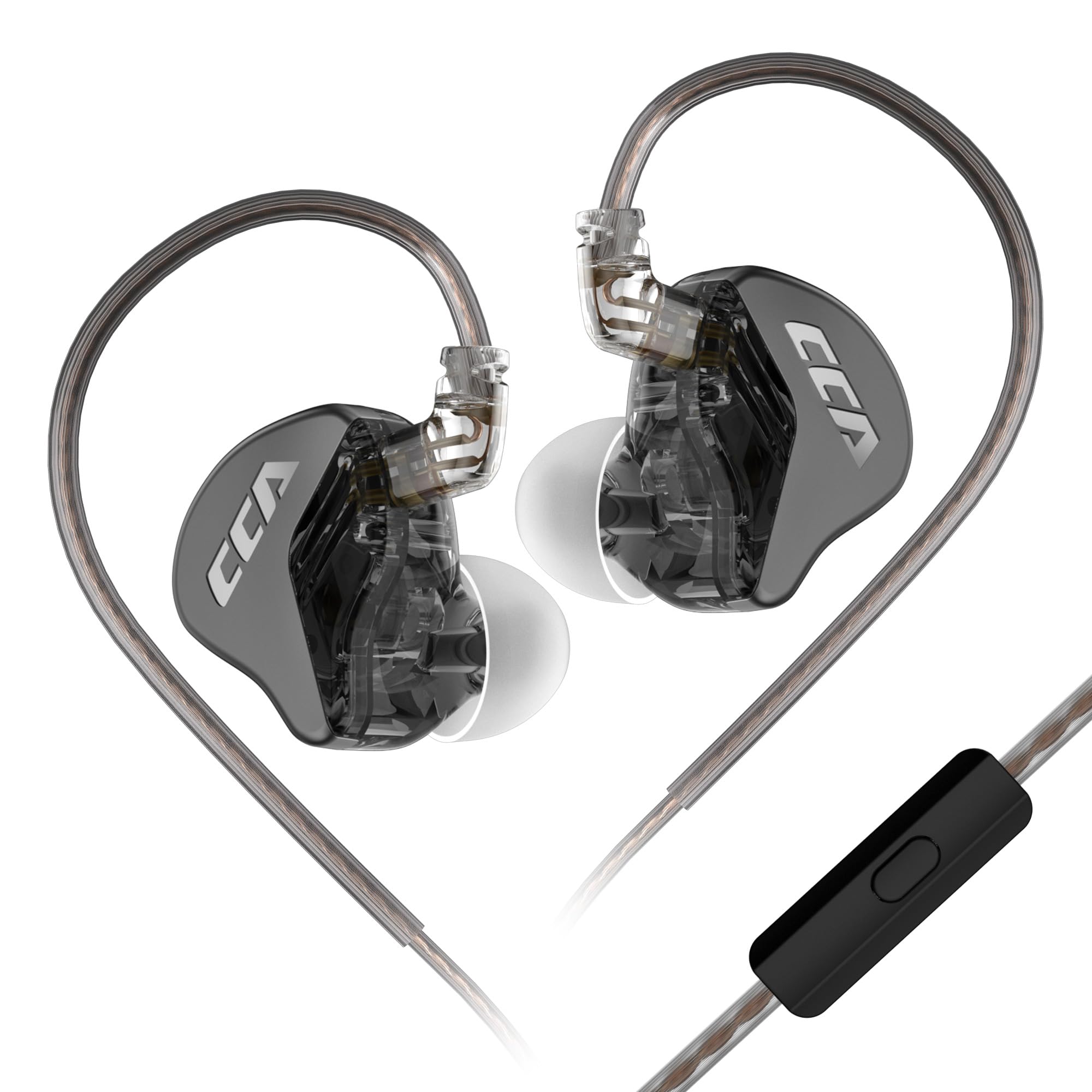 CCA CRA in-Ear Monitors Earbuds with Microphone, Powerful Bass Dynamic Wired Earbuds with 2Pin Detachable OFC Cable, Noise-Isolating in Ear Headphones