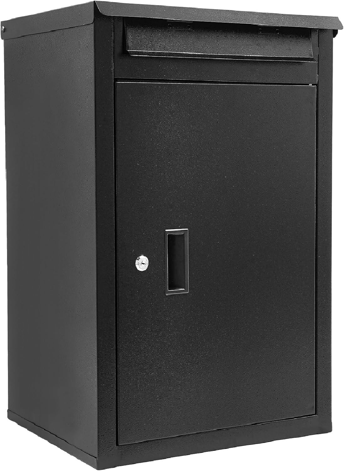 Black Mail Box Wall Mounted with Lock, 16.5"x13.8"x25.4" Heavy Duty Security Key Delivery Box for House Outside, Large Capacity Mailbox and Cash Drop Box Letter Box