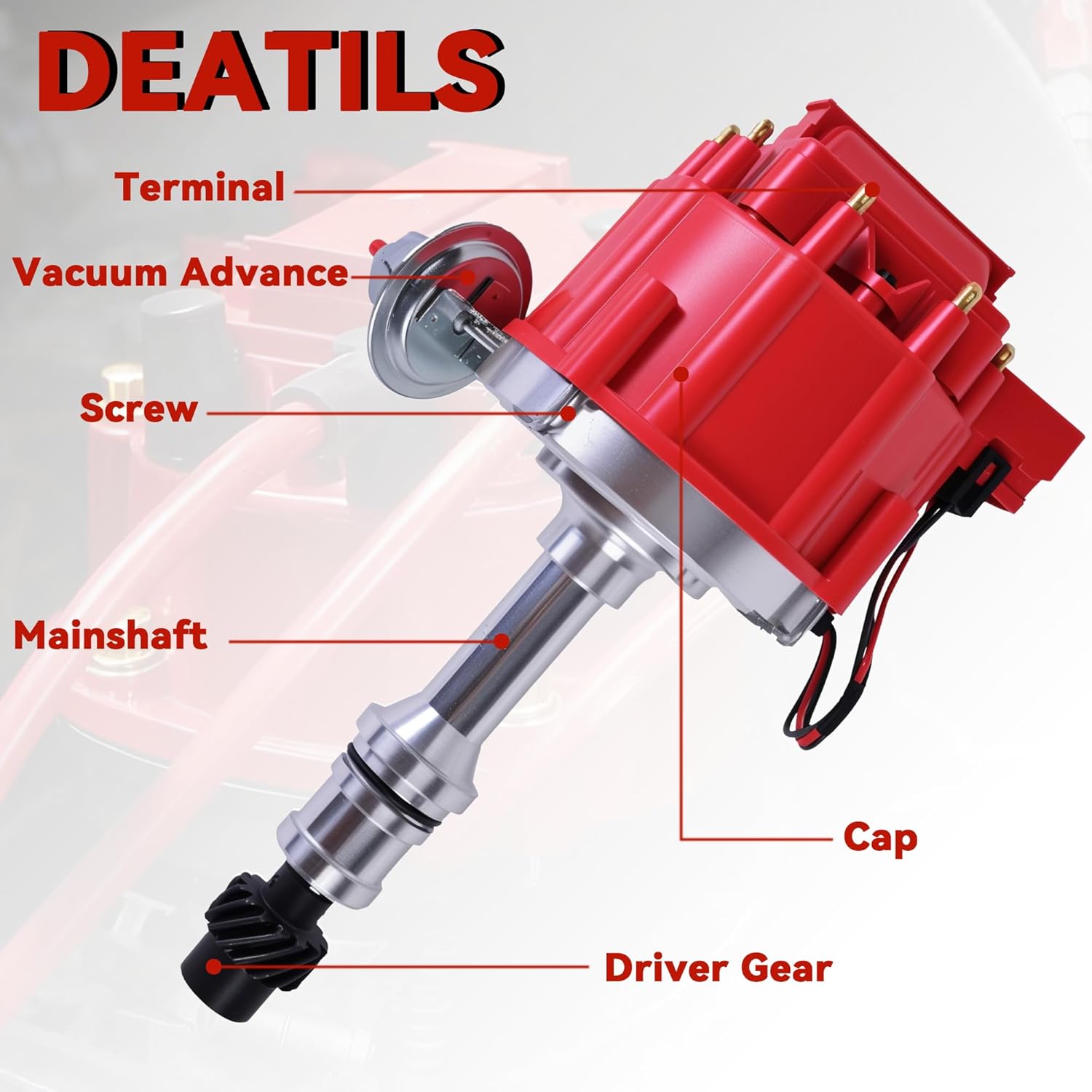 Ignition Distributor With Cap & Rotor Compatible With 1968-1976 Oldsmobile Olds V8 260 307 330 350 400 403 425 455 Engine Replace 1045511 403RHEI PC6009 PE328 HEI Distributor