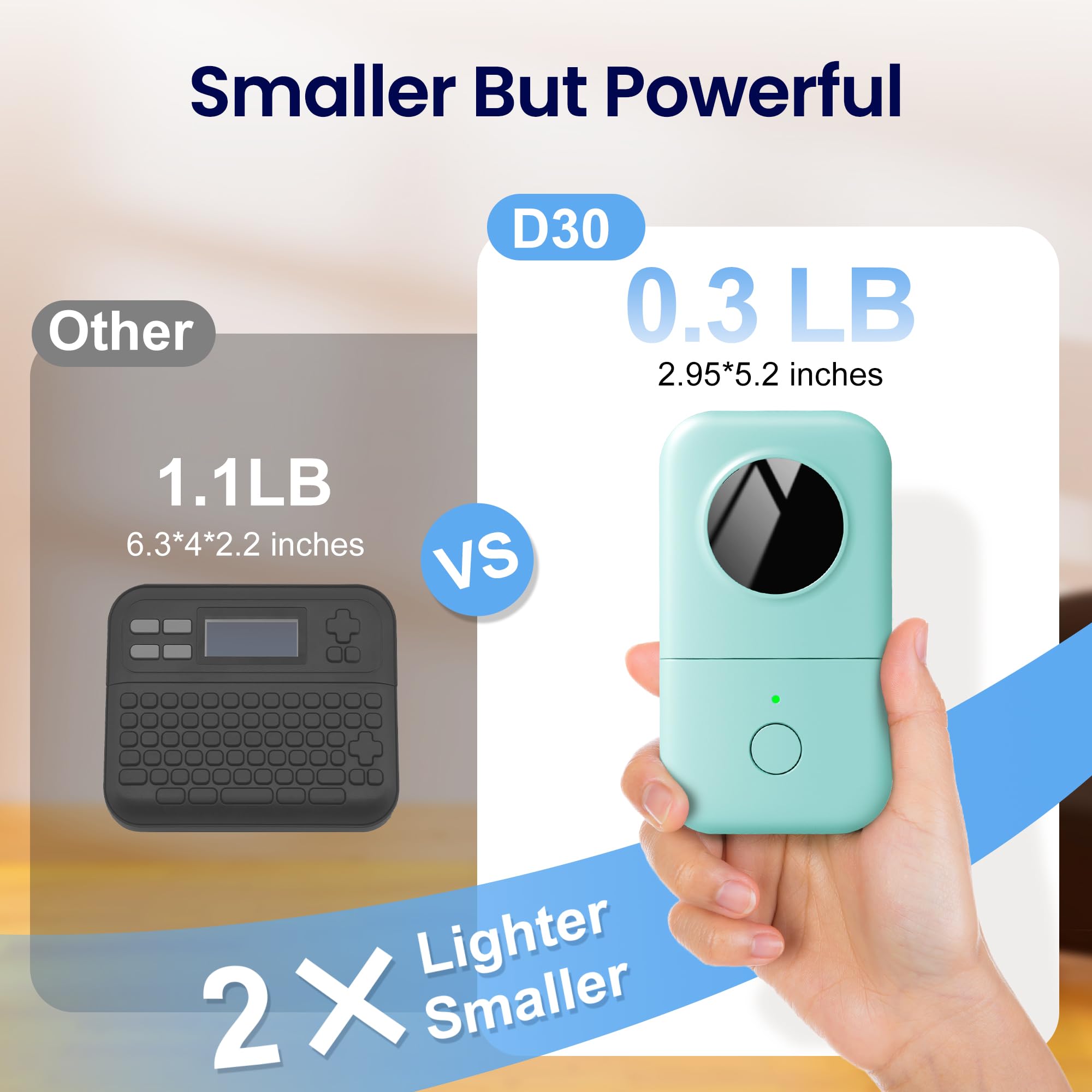 Phomemo D30 Etikettendrucker - Mini Beschriftungsgerät Selbstklebend Bluetooth Etikettiergerät,Label Printer mit 3 Rollen etikettenpapier Geschenkbox,Labelmaker Geeignet für Haushalt und Büro - Grün