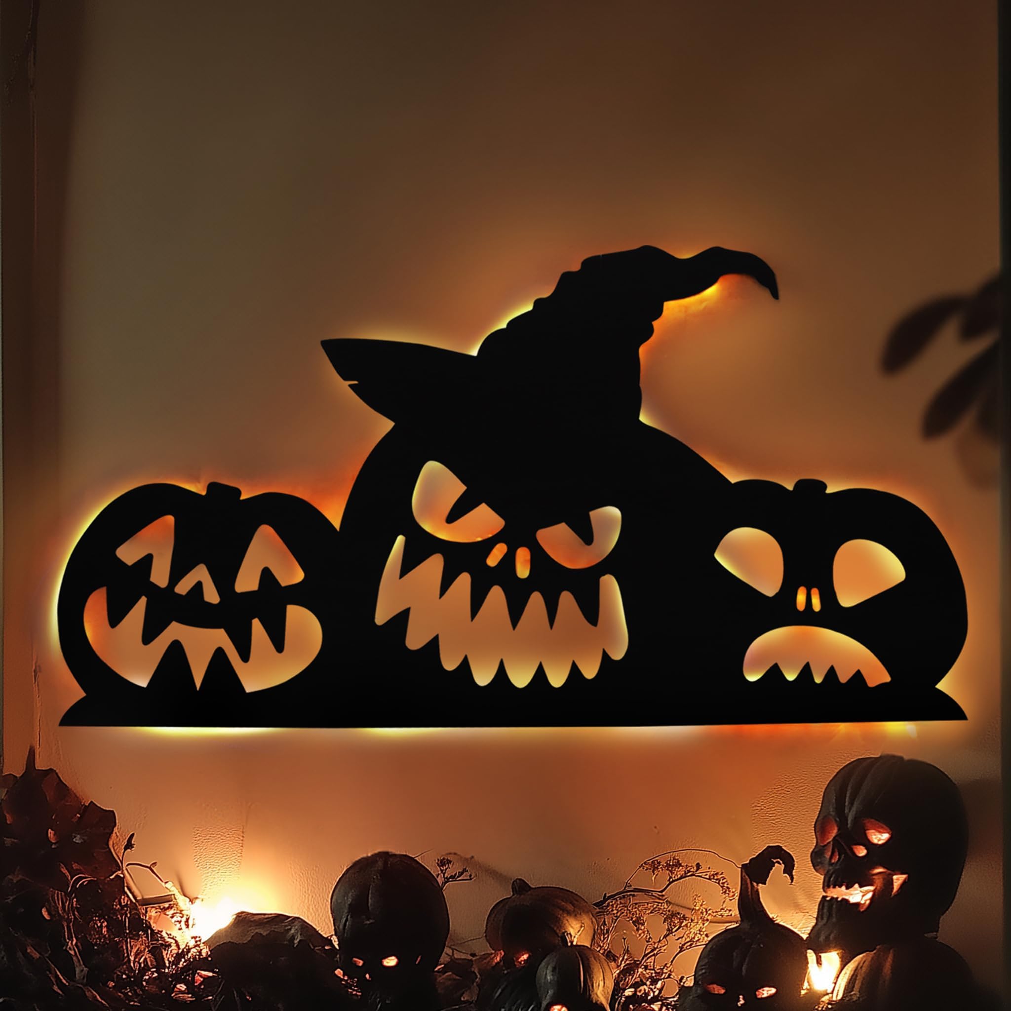 Halloween Outdoor Decoration - Black Lantern Silhouette for Outdoor, Garage Door, Wall & Courtyard Decoration - Size: 23x12.5