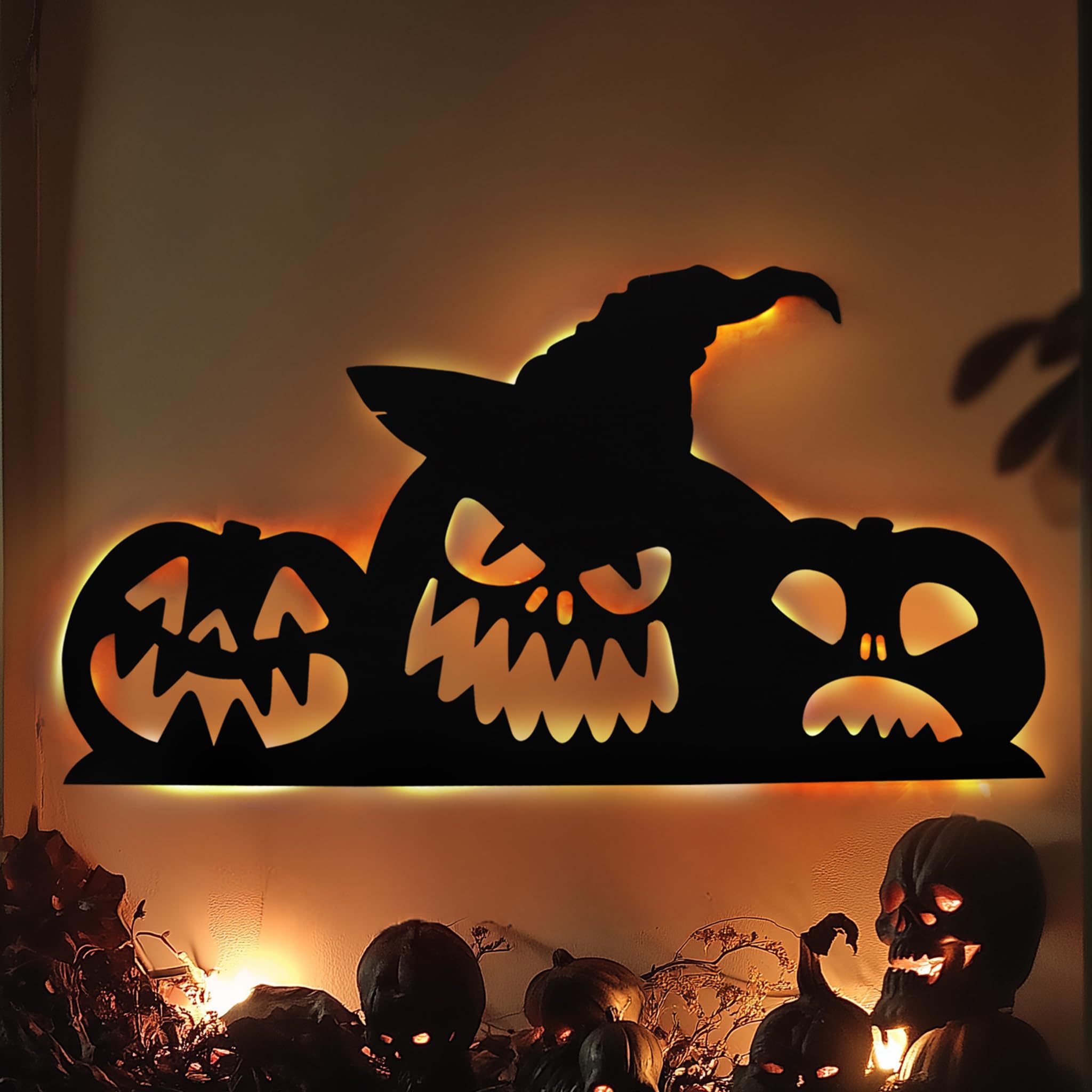 Halloween Outdoor Decoration - Black Lantern Silhouette for Outdoor, Garage Door, Wall & Courtyard Decoration - Size: 23x12.5