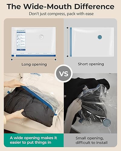 Miniatura 6 de BAGSMART Bolsas de almacenamiento al vacío para viajes con bomba de aire recargable, paquete de 18 bolsas portátiles ahorradoras de espacio para