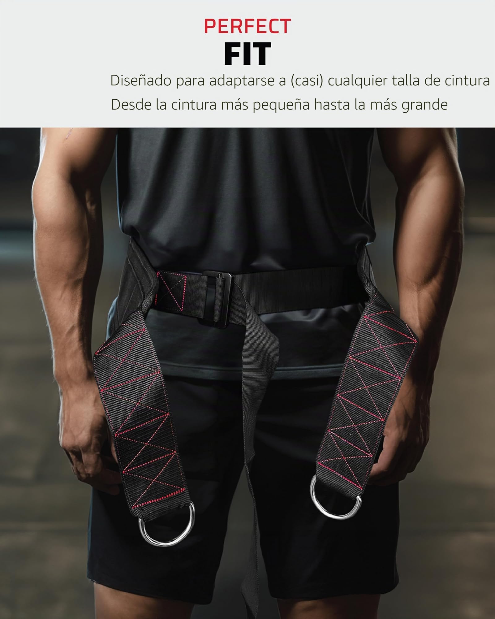 THEFITGUY Cinturón de tracción de trineo, cierre ajustable, 2 correas y 4 ganchos, para entrenamiento de resistencia multidireccional, fuerza y agilidad