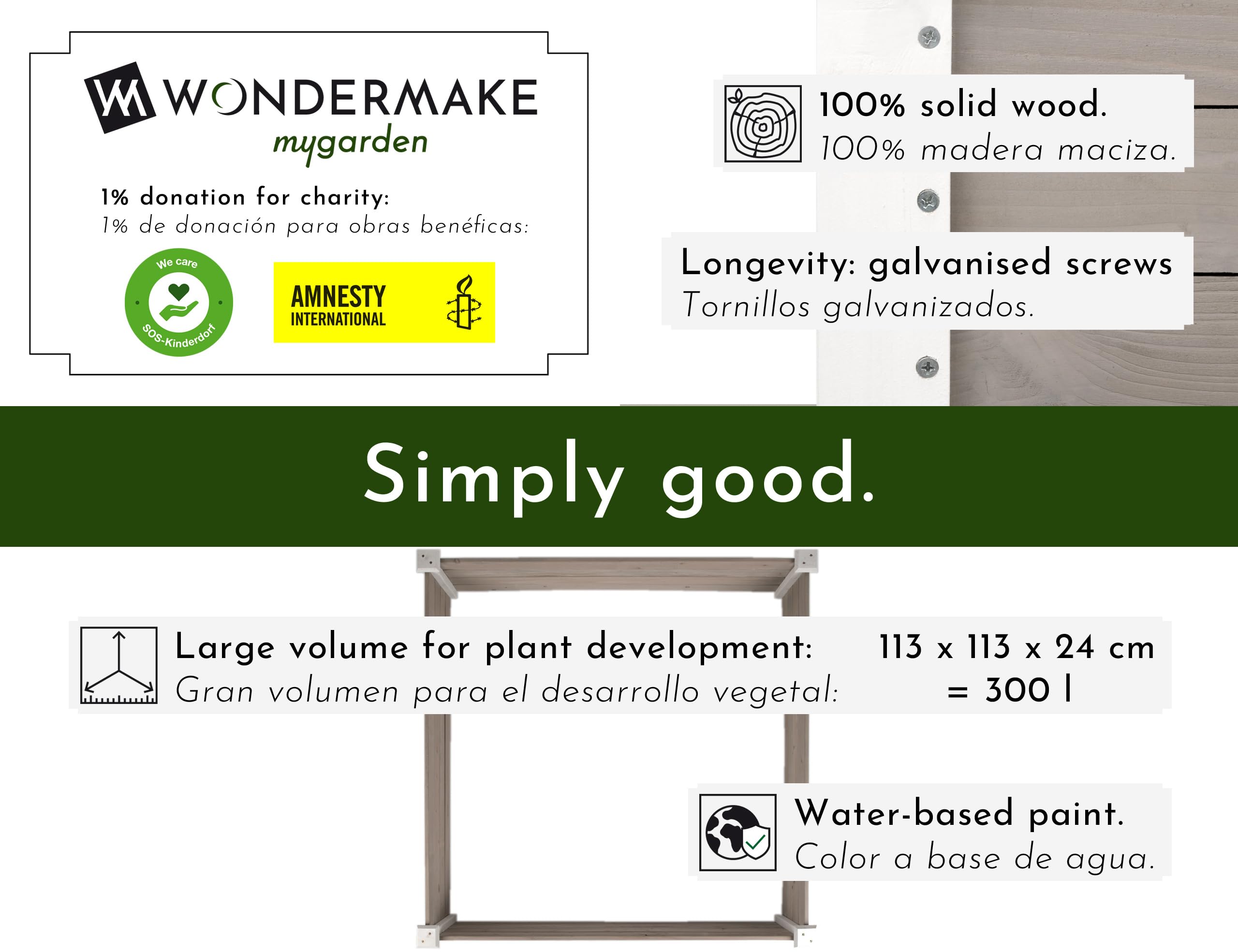 Grande bordo rialzato in legno per giardino e terrazza, kit per giardini fuori terra per aiuola per fiori XL quadrato, aiuola per erbe aromatiche, bordo basso decorativo, bianco grigio
