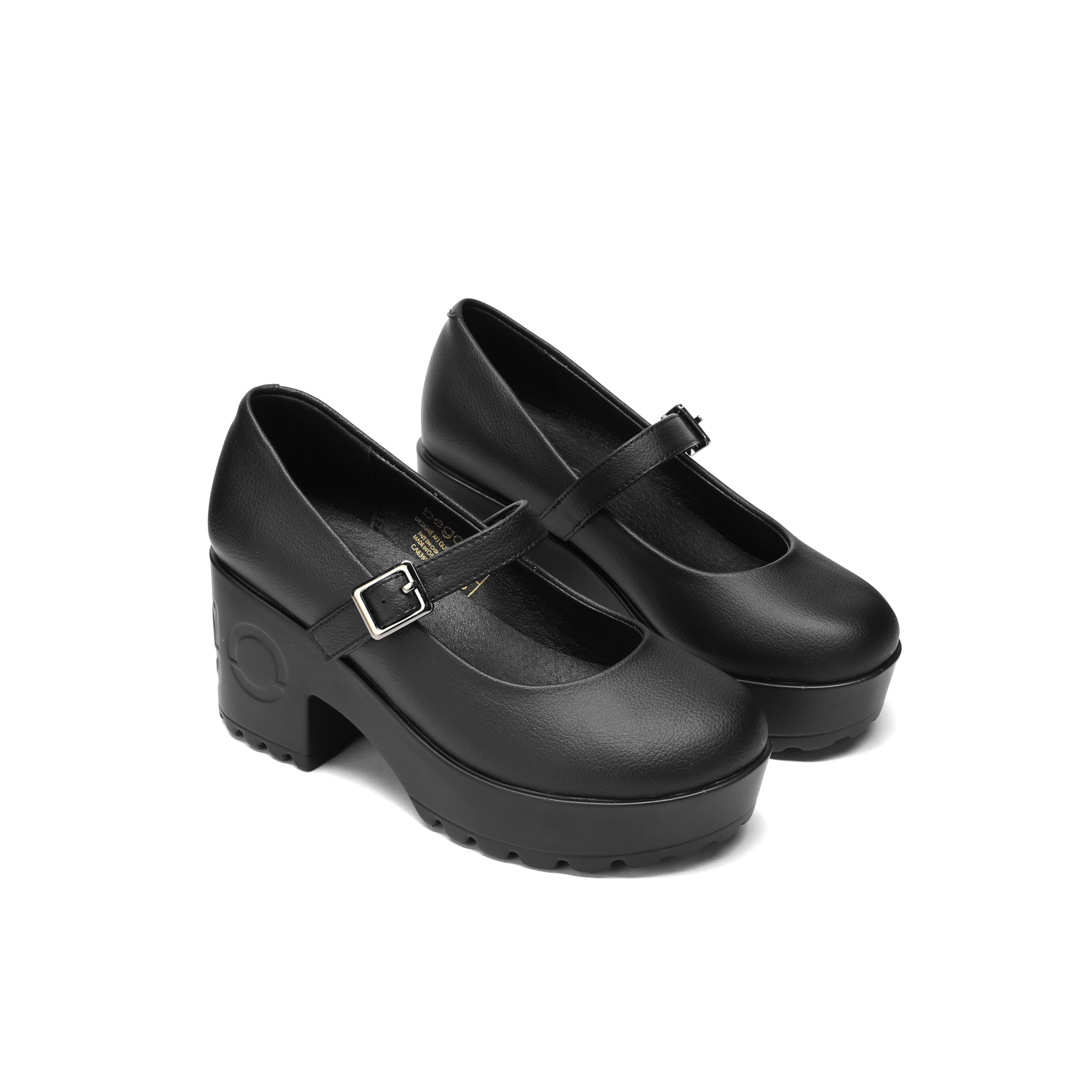 Platform Mary Jane Shoes Women Black Chunky Heeled Dress Shoes Vegan Grape Leather Comfortable Women's Heel Pumps-image-38