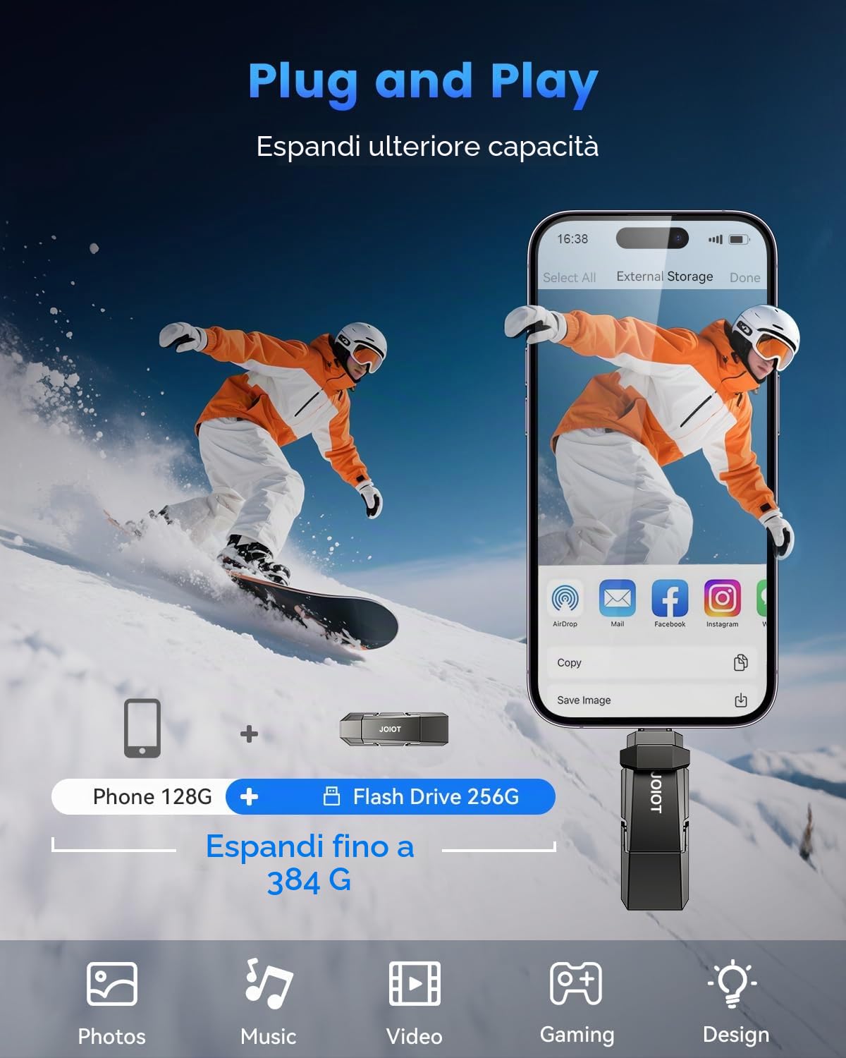 SSD Esterno portatile 256GB Chiavetta USB C e USB A 3.2 interfaccia velocità fino a 450 MB/s SSD USB C per iPhone 15/16/17 cellulare Android laptop tablet Mac Solid State Drive