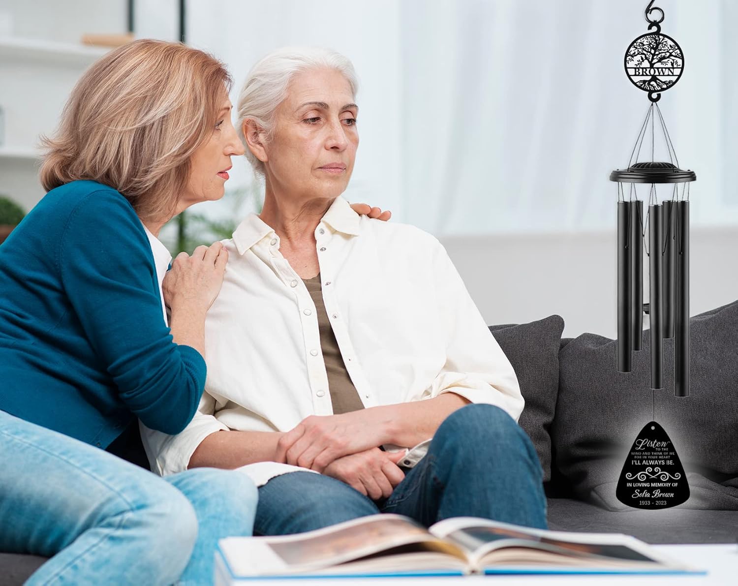 Sympathy Wind Chimes, Personalized Remembrance Gift for Loss,37" Memorial Wind Chime,Remembrance Wind Chime, Memorial Gifts for Loss of Father,Remembrance Gift for Loss,Loss of Mom Sympathy Gift - Image 6