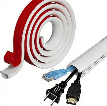 Cord Hider Wall for 2-3 Cables, 39" Self Adhesive Silicone Cord Covers for Wires On Wall, Flexible Wire Covers for Cords On Wall, Cable Cover Raceway for Home, Office, White 1.06" W x 0.5" H