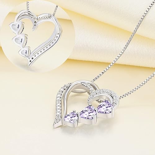 Miniatura 5 de YL Collar de corazón de plata de ley 925 con colgante de corazón y corazón para mujer