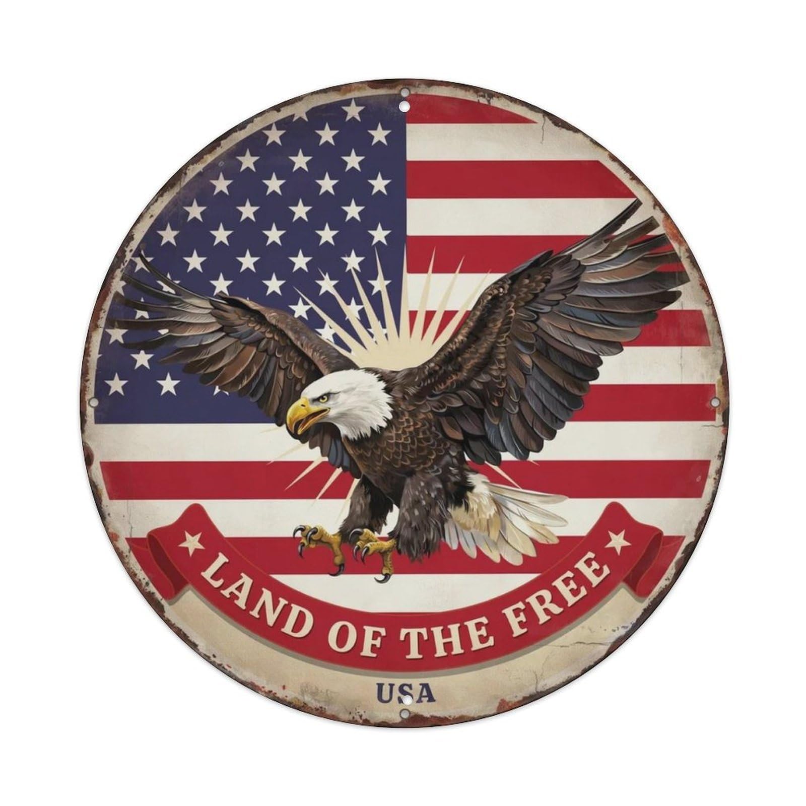 American Flag Bald Eagle Metal Tin Sign Plaque