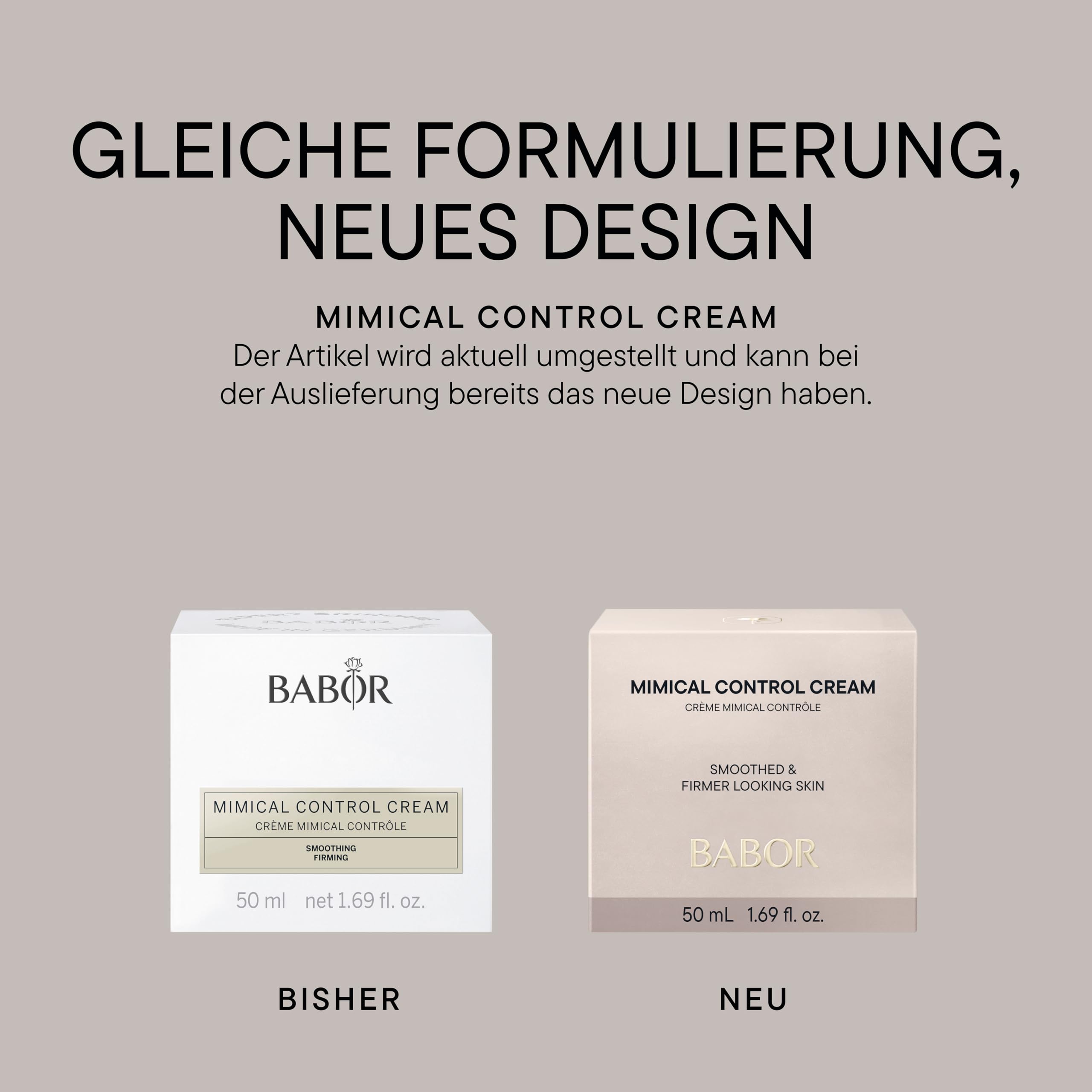 BABOR CLASSICS Mimical Control Cream, Leichte Gesichtscreme für trockene Haut, Gegen Mimikfalten und Mikroverspannungen, Vegane Formel, 50 ml