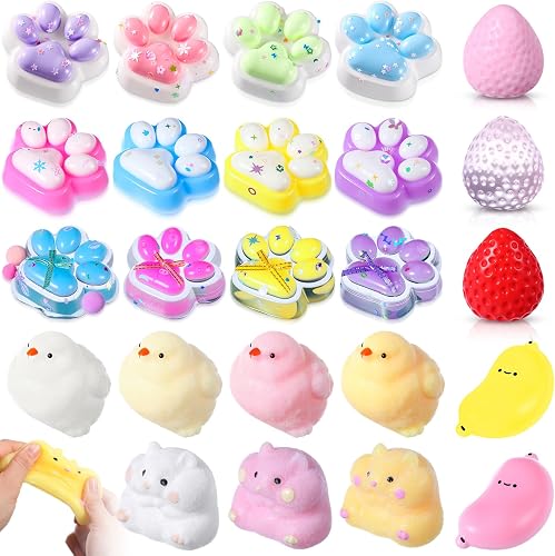 Hiboom 24 Pcs Taba Stress Relief Soft Mochi Toy Pack for Adult