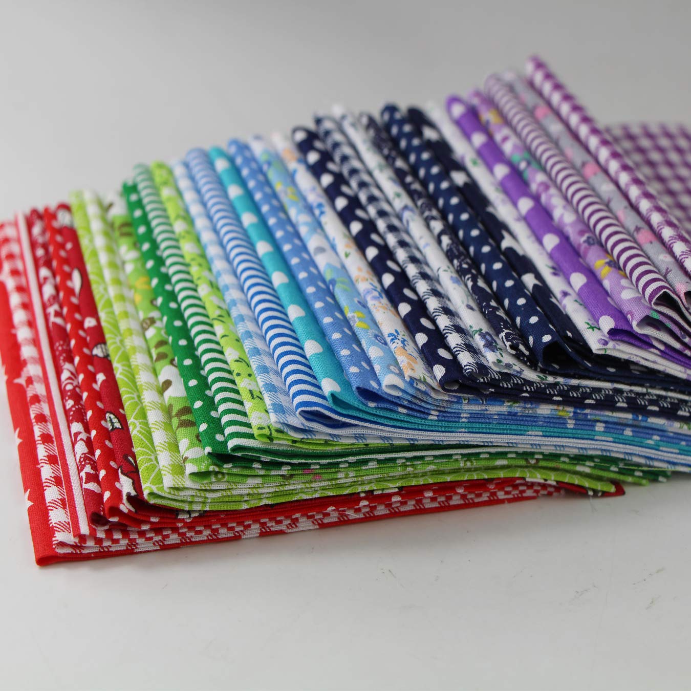 Lot De Carrés De Coton Artisanaux - 4 Pouces (10cm), Patchwork, Tons Vert Turquoise Bleu - 30 Pièces Neuves