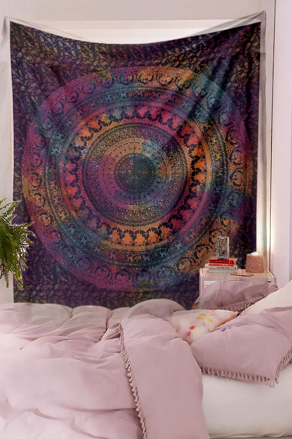 Set Di Tende E Mantovana Con Mandala Indiano – 2 Pannelli In Cotone, Stile Boho Hippie, Per Cucina, Camera Da Letto, Balcone, Multi Colore - 4