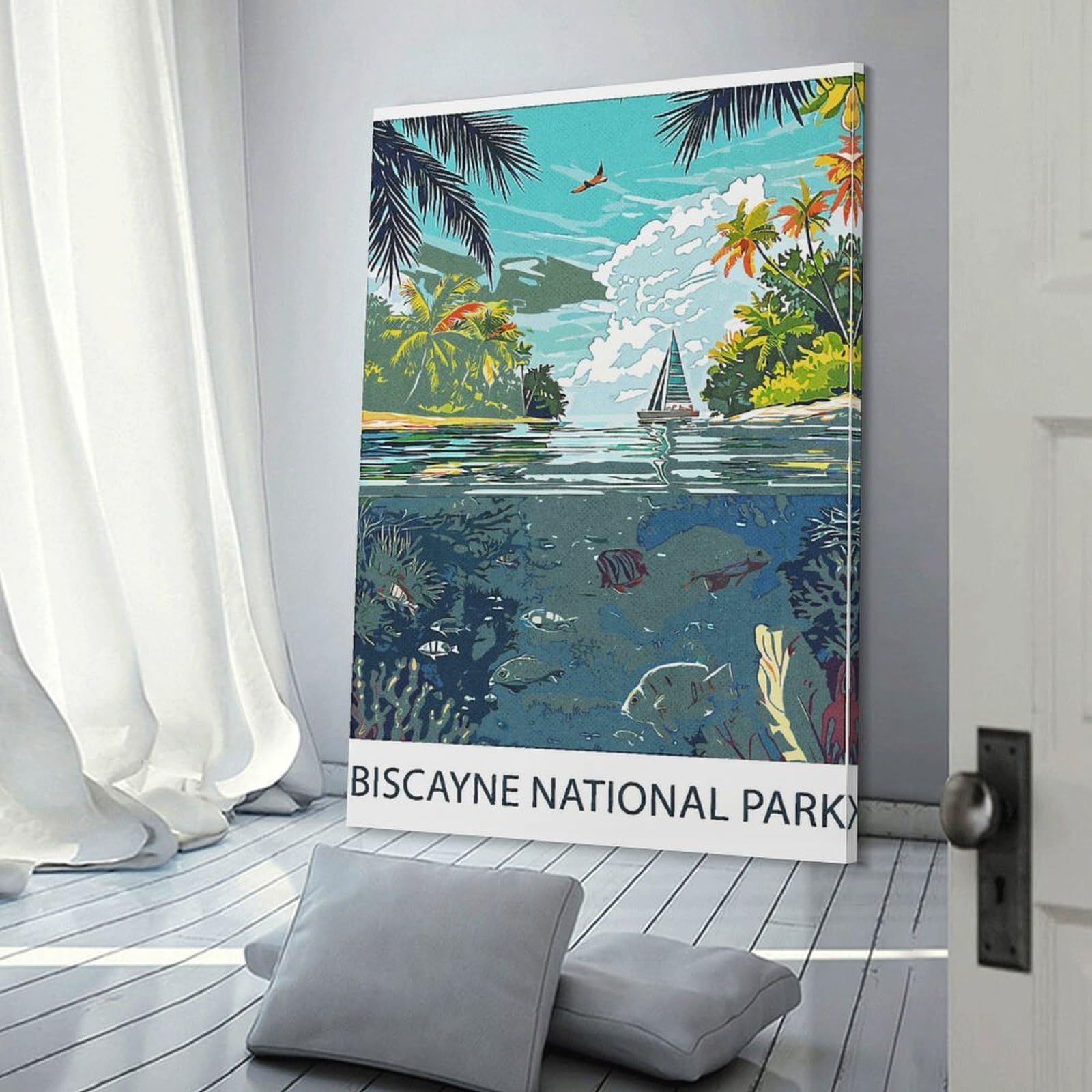 Junmoney Biscayne National Park Decorative Canvas Print, 08x12inch(20x30cm), for Home, Office, Studio Or Guest Room, Canvas Wall Art That Fits Changing Layouts