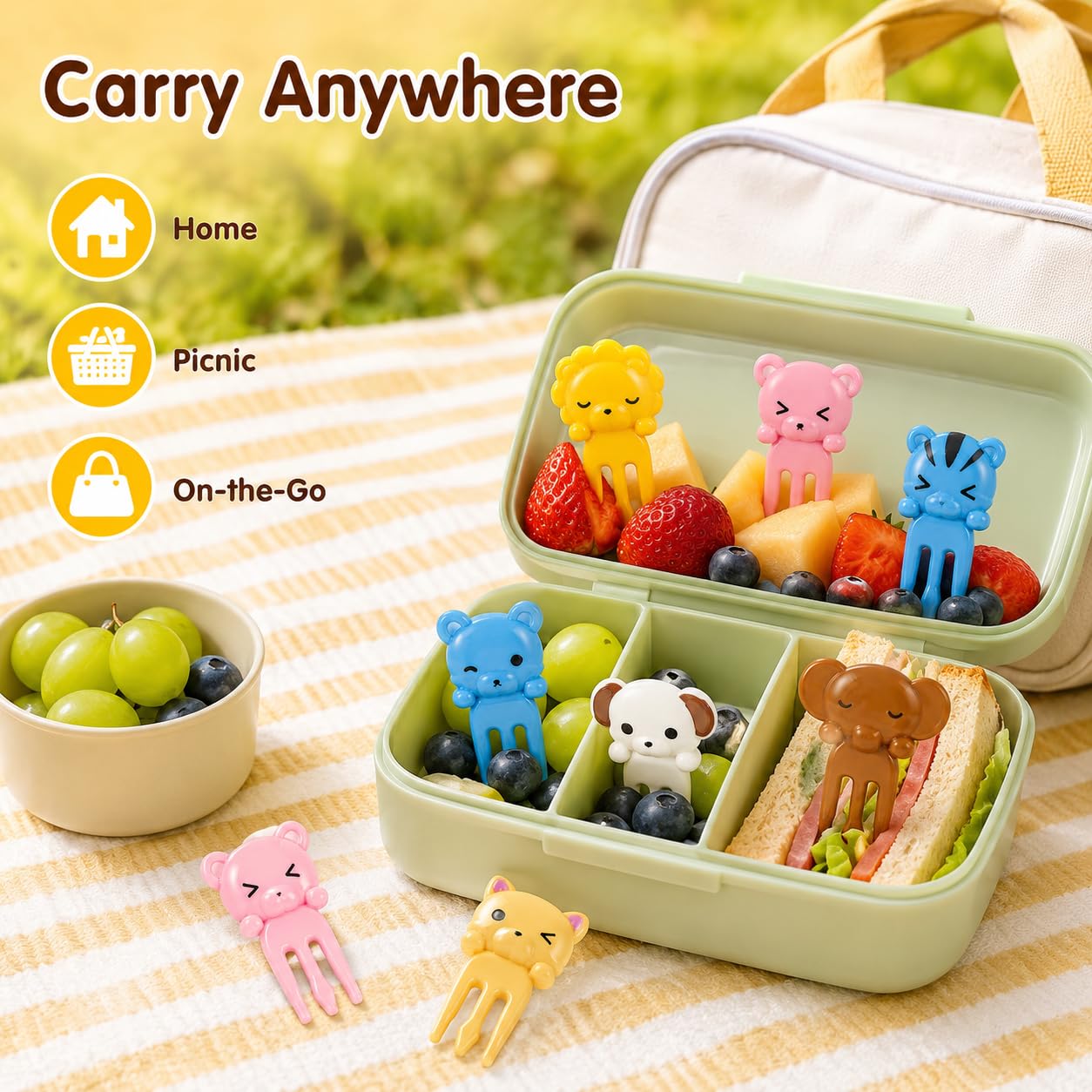 Mshine Animal Food Forks - Cute Kids Lunch Picks -9