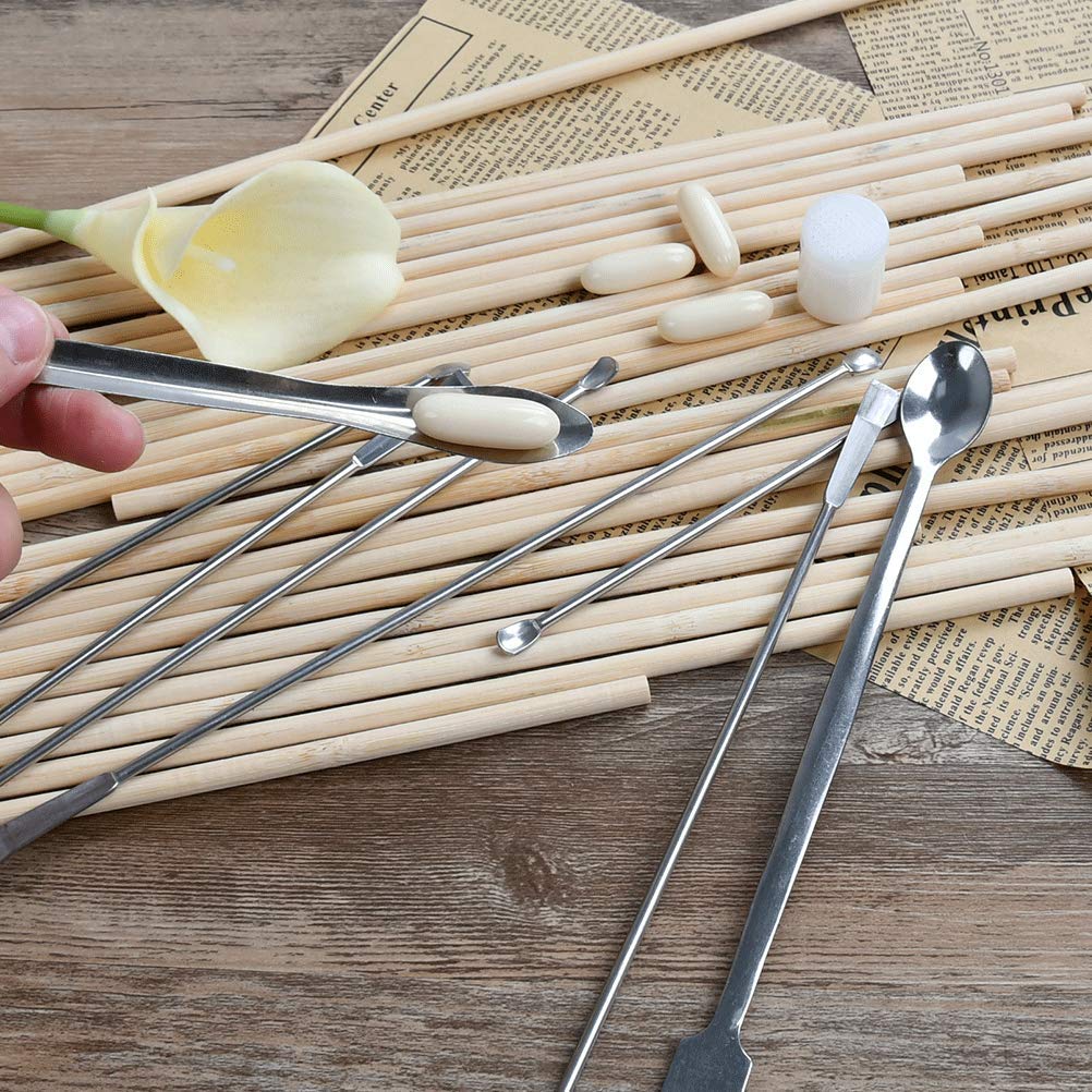 12pcs Spatole in Acciaio Inossidabile Cucchiaio Spatola per Polveri,Cucchiaio Spatola Laboratorio,Cucchiai in Acciaio Inossidabile,Spatola di Miscelazione,Cucchiai da Laboratorio