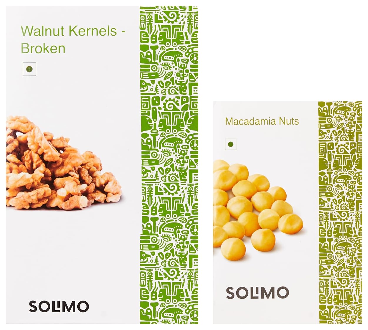 Amazon Brand - Solimo Premium Whole Macadamia Nuts, 250g & Amazon Brand - Solimo Premium Dried Walnut Kernels - Broken, 500g