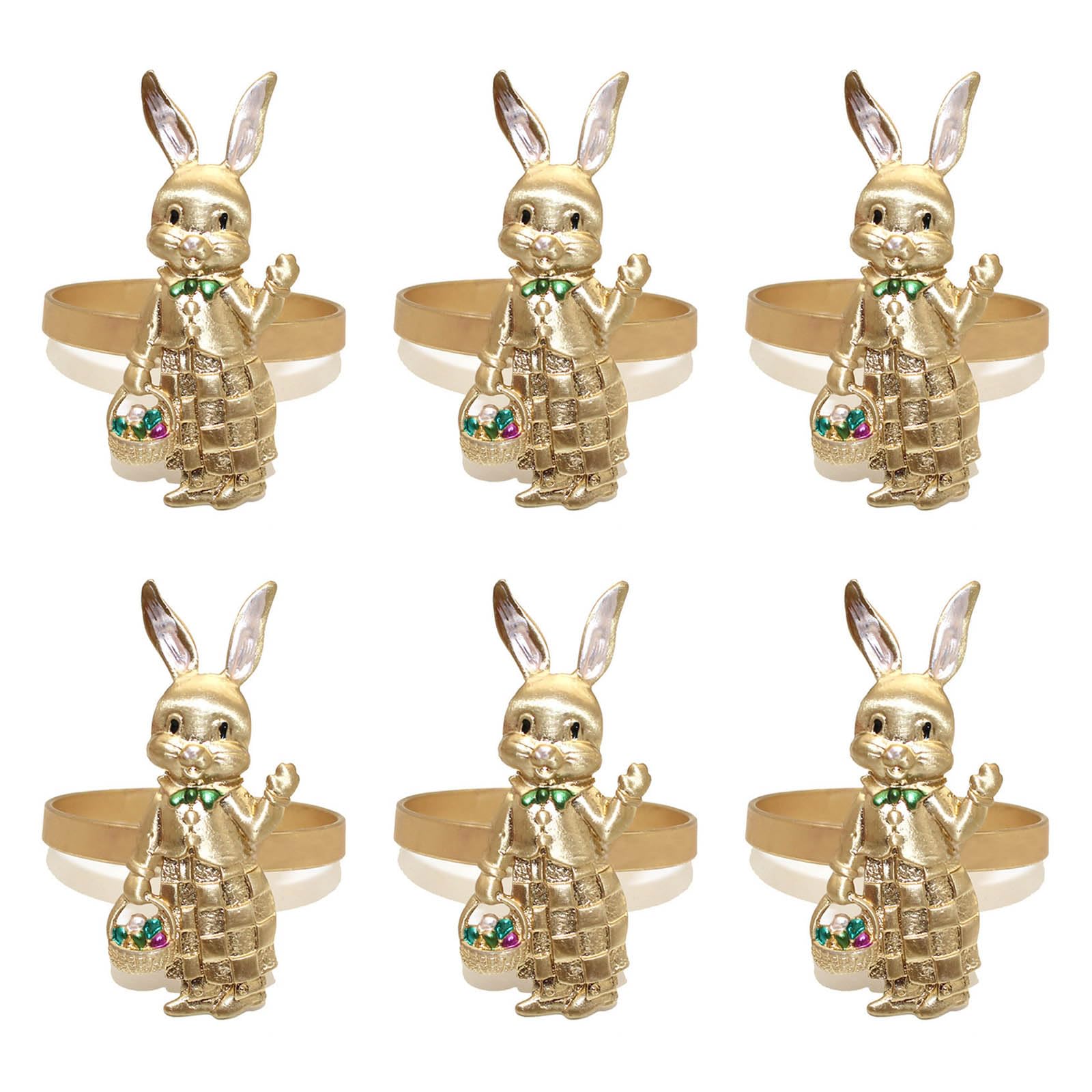 Xuqizzpp Gold 6Pieces Metal Easters Rabbits Napkin Holders Rabbits Shape Napkin Holders Napkin Rings For Easters And Special Event
