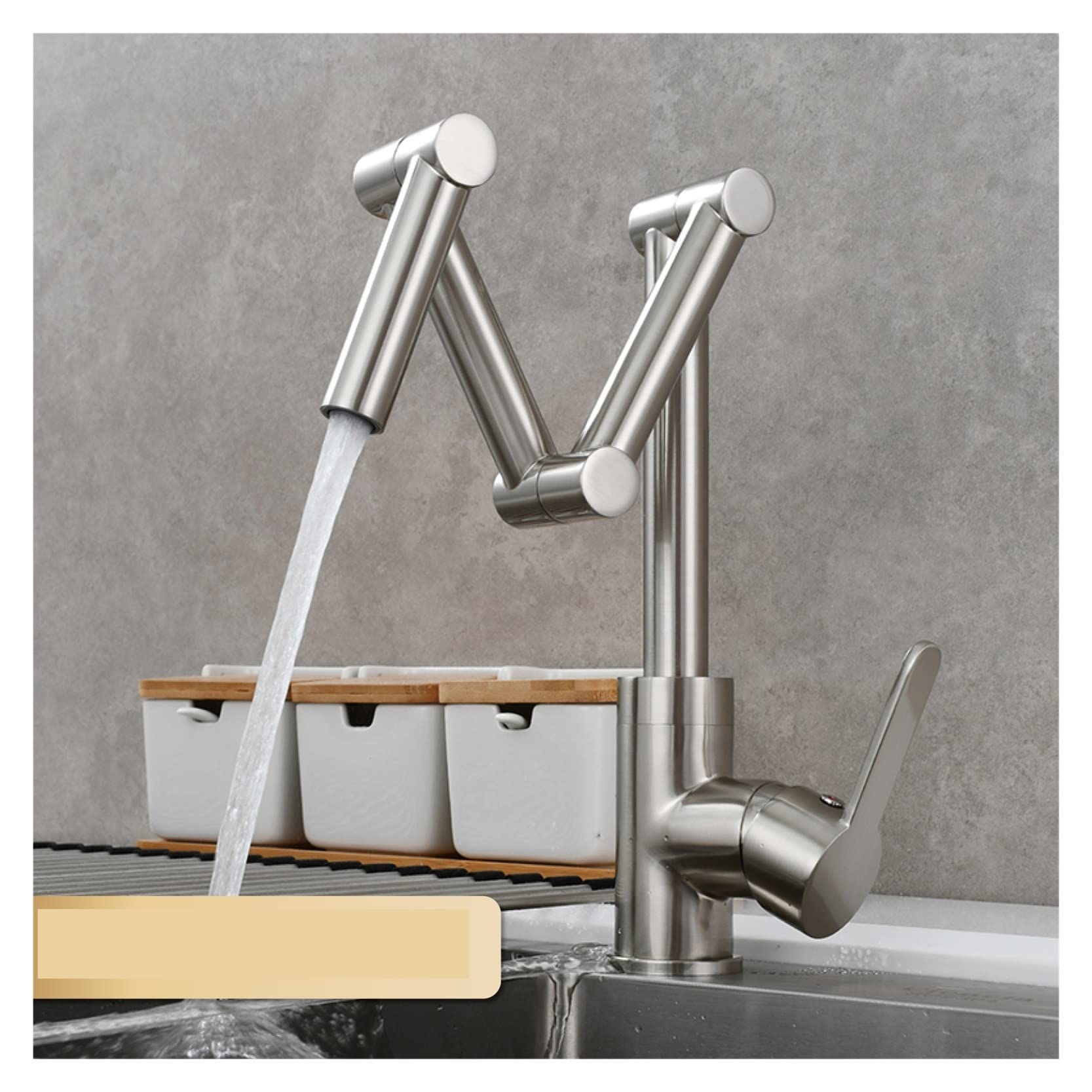 Brass Pot Filler Faucet Deck Mounted Three-Section Extension Folding Kitchen Triple Joint Swing Arm for Hot and Cold,Durability(1 Function Nickel)