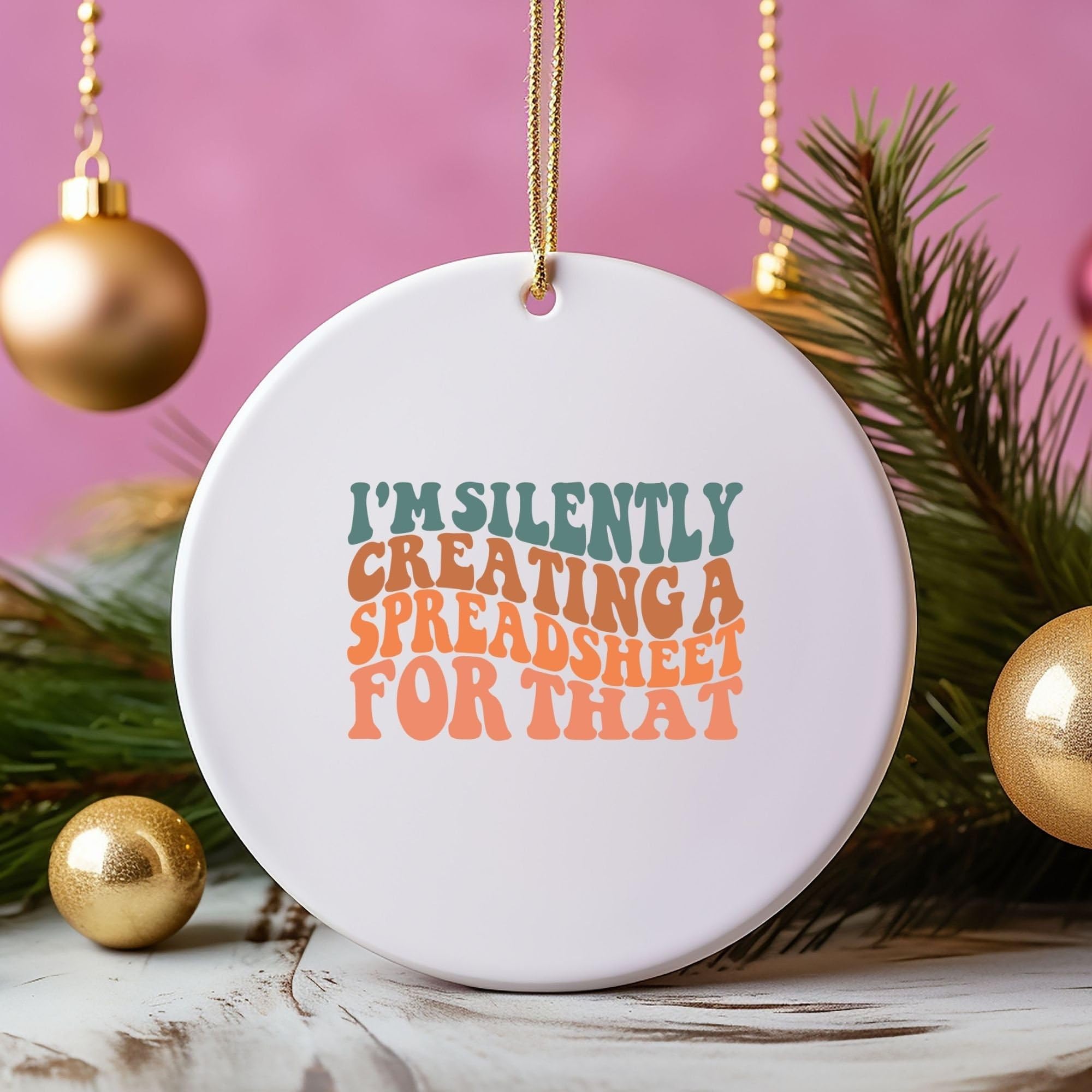Ineidolin I'm Silently Creating a Spreadsheet for That Sarcastic Office Humor Christmas Ornaments Ceramic Backpack Pendants Gifts, Porcelain Souvenirs Hanging Decorations, My First Xmas Keepsakes