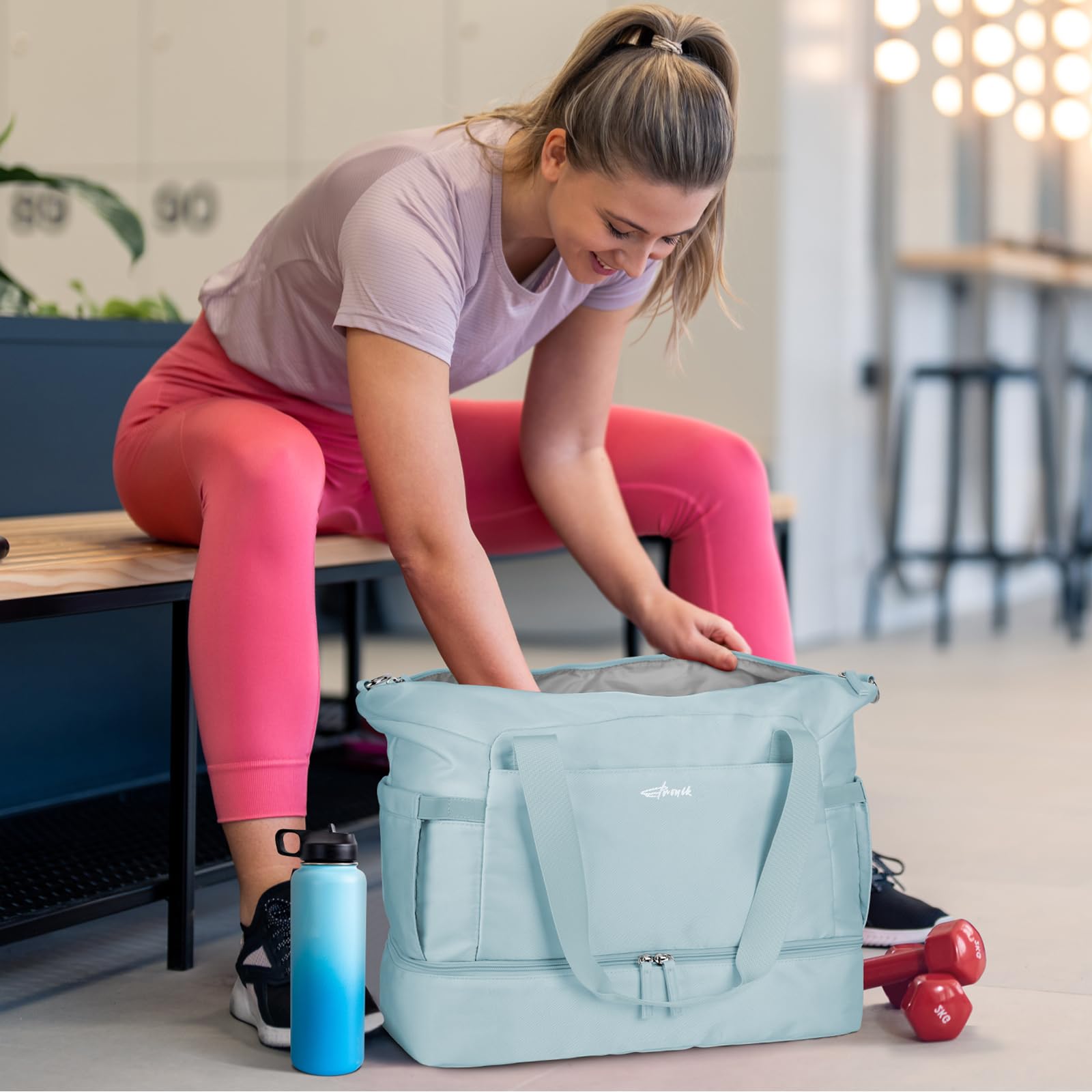 Gym Bag for Women, Personal Item Travel Bag with Shoes Compartment for Trip view 5