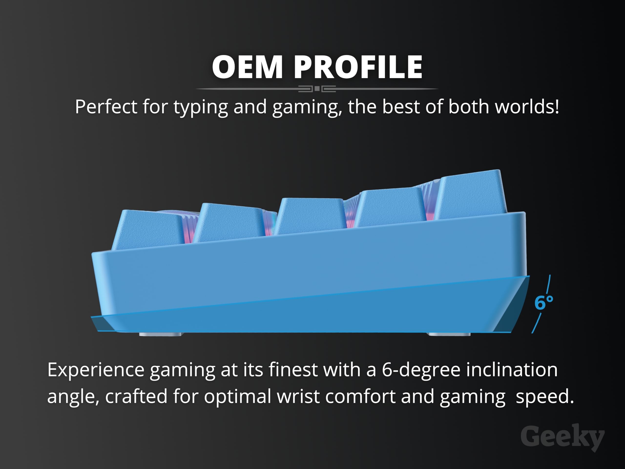 Geeky GK61 60% | Hot Swappable Mechanical Gaming Keyboard | 61 Keys Multi Color RGB LED Backlit for PC/Mac Gamer | ANSI US American Layout (Blue, Mechanical Speed Silver) — view 8