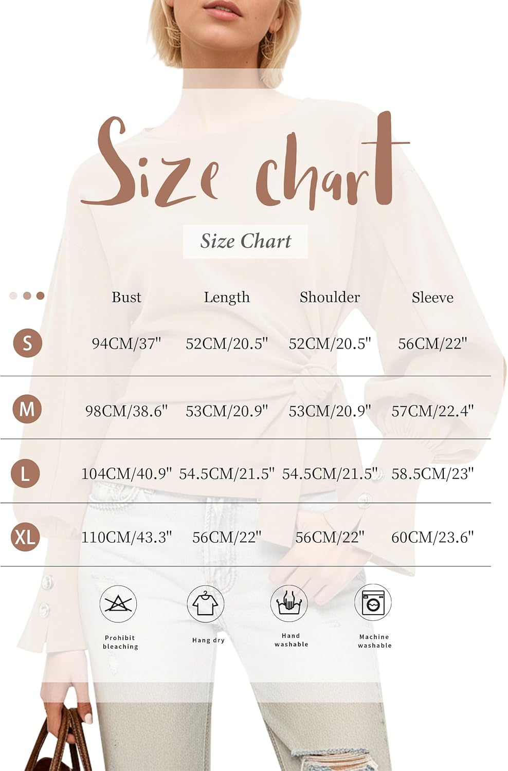 Twist Knot Tie Front Sweatshirt Tops For Women Long Balloon Sleeve Crew Neck Pullover Casual Fall Outfits - Image 7