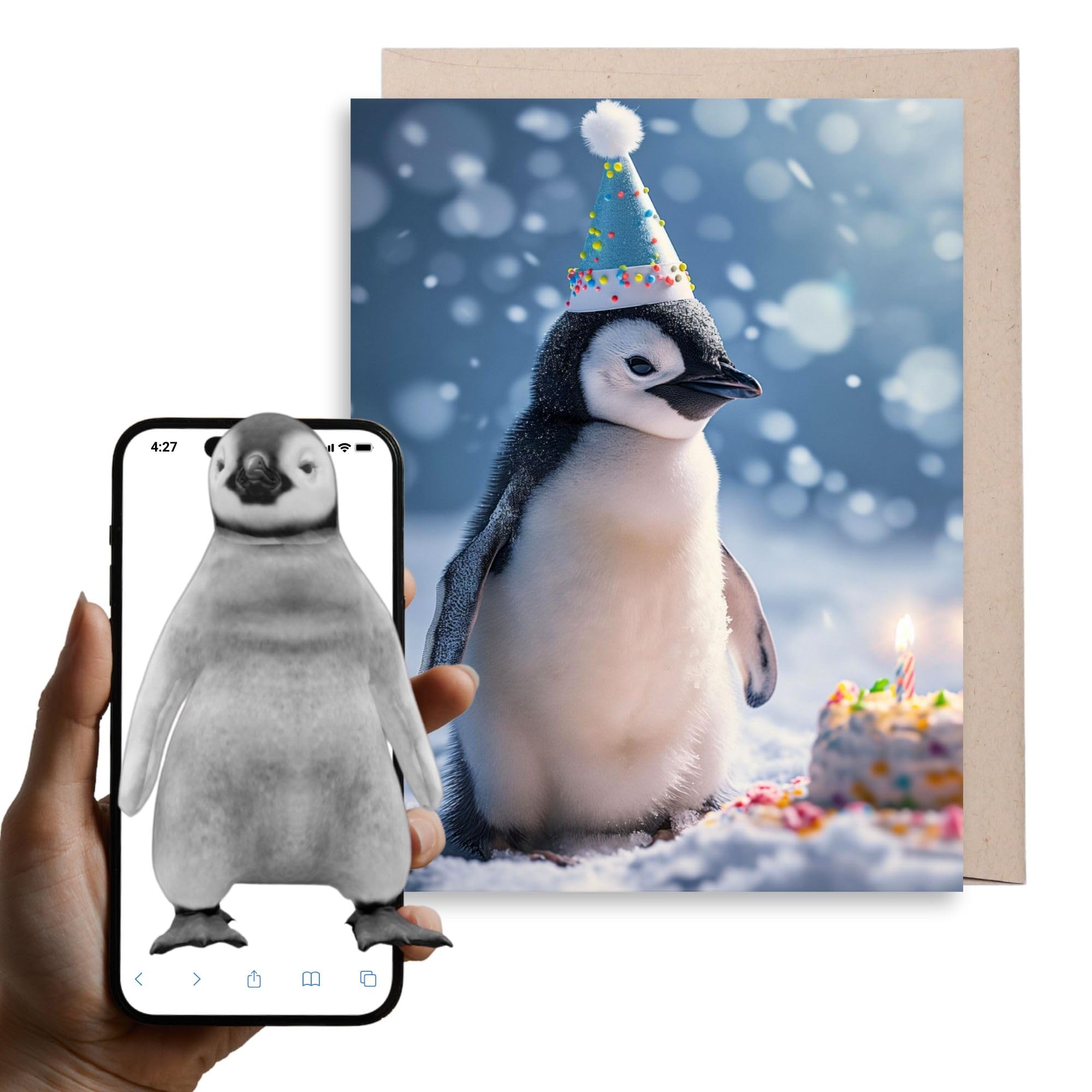 Magic Greetings - 3D Penguin Birthday Card - Amazing 3D Interactive Card - Penguin Card for Penguin Lovers, Kids, Children, Girls, Boys, Friends -