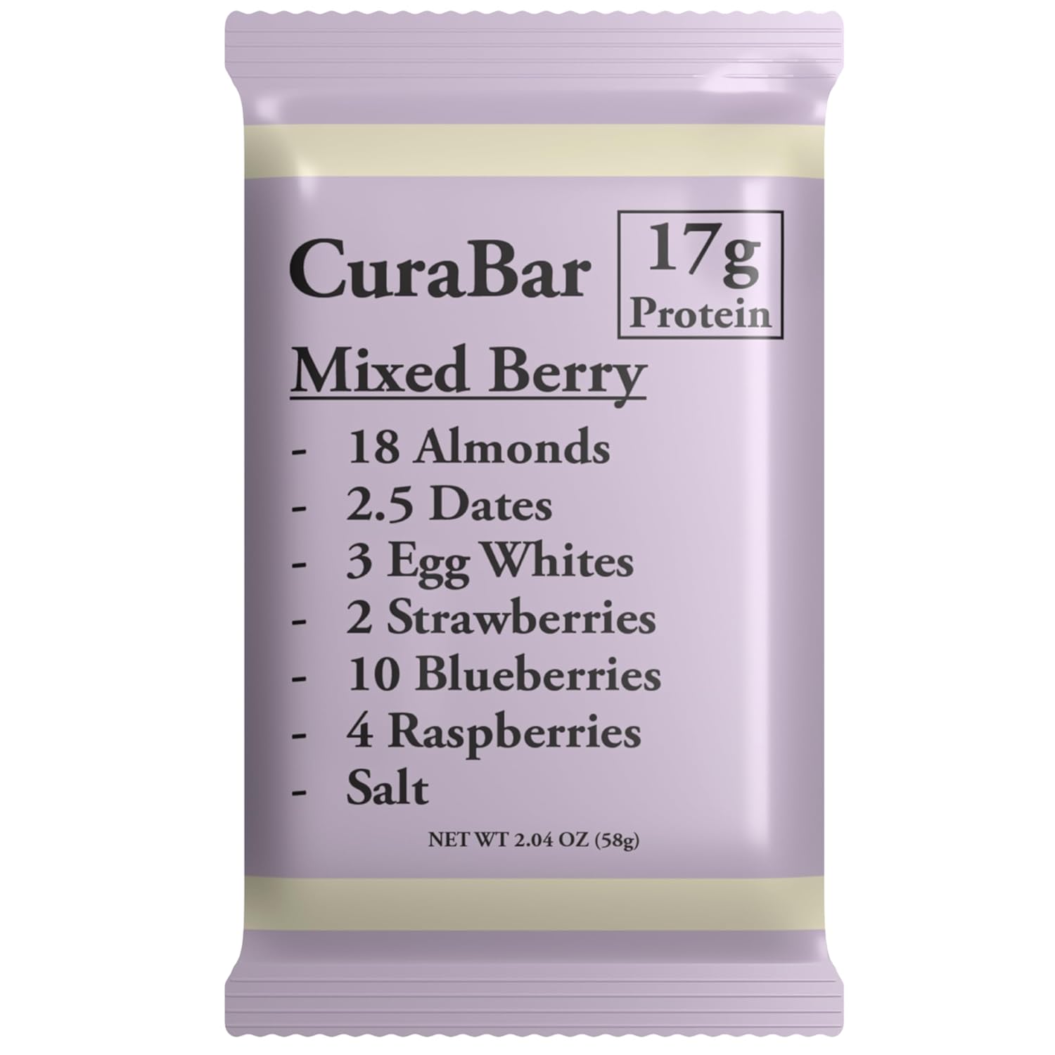 CuraBar Protein Bars – 17g Protein, Low Carb, Gluten Free, Dairy Free, Healthy Snack, Seed Oil Free, No Artificial Ingredients, 12 Count, Mixed Berry